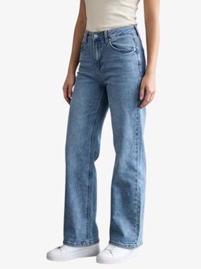 Rise Supply Co. High-Rise Wide Leg Jeans in Medium Wash Blue Size 29/9